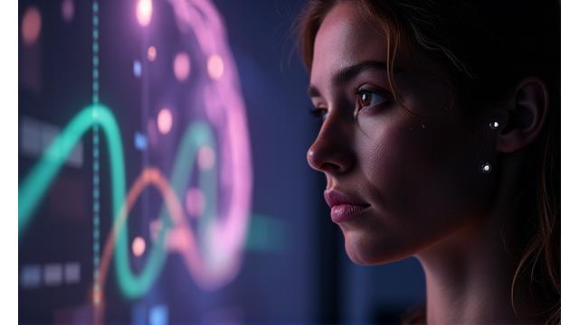 Zobrazení mozkových vln na monitoru během neurofeedback sezení